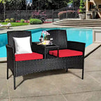 Costway Patio Rattan Conversation Set Seat Sofa Cushioned Loveseat - See Details
