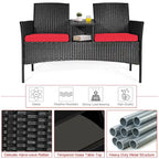 Costway Patio Rattan Conversation Set Seat Sofa Cushioned Loveseat - See Details