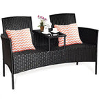 Costway Patio Rattan Conversation Set Seat Sofa Cushioned Loveseat - See Details