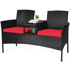 Costway Patio Rattan Conversation Set Seat Sofa Cushioned Loveseat - See Details