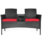 Costway Patio Rattan Conversation Set Seat Sofa Cushioned Loveseat - See Details