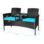Costway Patio Rattan Conversation Set Seat Sofa Cushioned Loveseat - See Details
