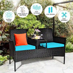 Costway Patio Rattan Conversation Set Seat Sofa Cushioned Loveseat - See Details