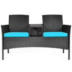 Costway Patio Rattan Conversation Set Seat Sofa Cushioned Loveseat - See Details