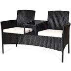 Costway Patio Rattan Conversation Set Seat Sofa Cushioned Loveseat - See Details