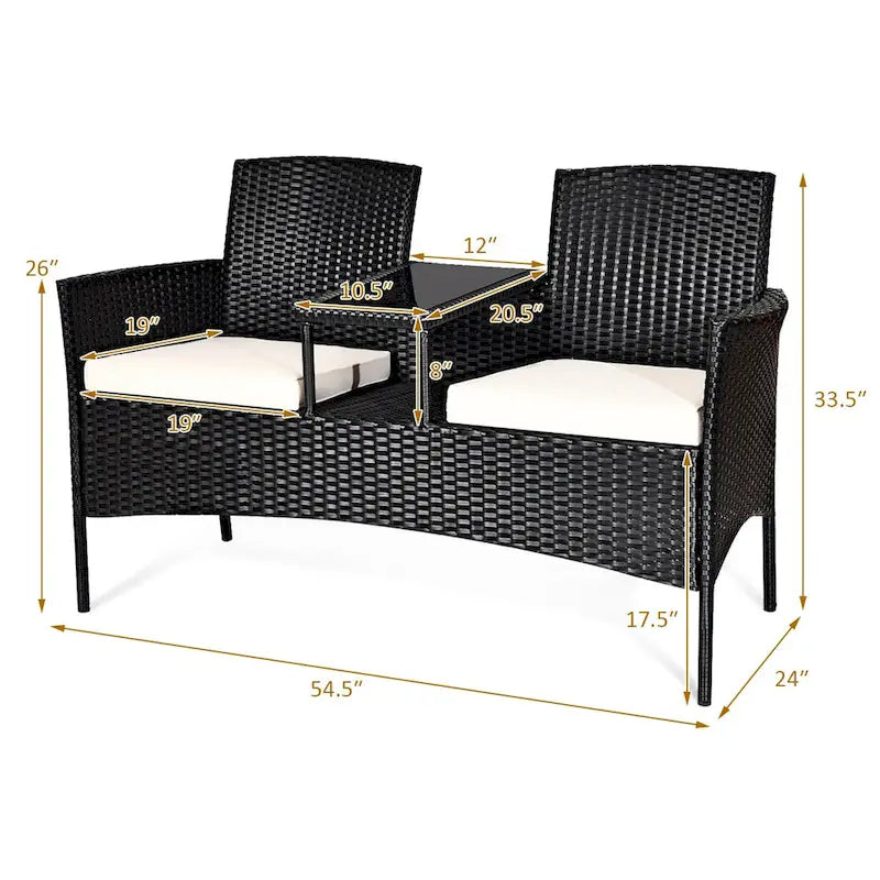 Costway Patio Rattan Conversation Set Seat Sofa Cushioned Loveseat - See Details