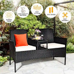 Costway Patio Rattan Conversation Set Seat Sofa Cushioned Loveseat - See Details