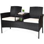 Costway Patio Rattan Conversation Set Seat Sofa Cushioned Loveseat - See Details