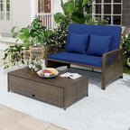 Costway Patio Rattan Daybed Wicker Loveseat Sofa with Multifunctional - See Details