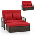 Costway Patio Rattan Daybed Wicker Loveseat Sofa with Multifunctional - See Details
