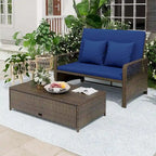 Costway Patio Rattan Daybed Wicker Loveseat Sofa with Multifunctional - See Details