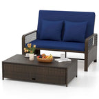 Costway Patio Rattan Daybed Wicker Loveseat Sofa with Multifunctional - See Details