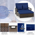 Costway Patio Rattan Daybed Wicker Loveseat Sofa with Multifunctional - See Details