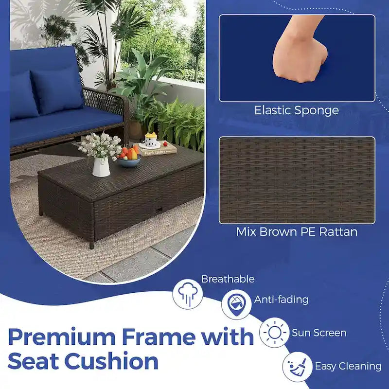 Costway Patio Rattan Daybed Wicker Loveseat Sofa with Multifunctional - See Details