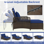 Costway Patio Rattan Daybed Wicker Loveseat Sofa with Multifunctional - See Details