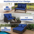 Costway Patio Rattan Daybed Wicker Loveseat Sofa with Multifunctional - See Details