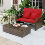 Costway Patio Rattan Daybed Wicker Loveseat Sofa with Multifunctional - See Details