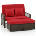 Costway Patio Rattan Daybed Wicker Loveseat Sofa with Multifunctional - See Details