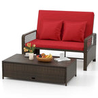 Costway Patio Rattan Daybed Wicker Loveseat Sofa with Multifunctional - See Details
