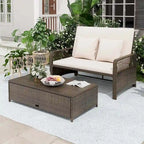 Costway Patio Rattan Daybed Wicker Loveseat Sofa with Multifunctional - See Details