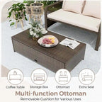Costway Patio Rattan Daybed Wicker Loveseat Sofa with Multifunctional - See Details