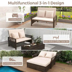 Costway Patio Rattan Daybed Wicker Loveseat Sofa with Multifunctional - See Details