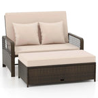 Costway Patio Rattan Daybed Wicker Loveseat Sofa with Multifunctional - See Details