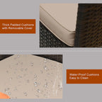 9PCS Patio Rattan Dining Set 8 Chairs Cushioned Acacia Table Top - 9-Piece Sets