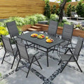 Foldable Patio Dining Set with Metal Table & Aluminum Chairs - Durable, All-Weather Furniture for Garden, Lawn & Patio. - N/A