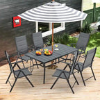 Foldable Patio Dining Set with Metal Table & Aluminum Chairs - Durable, All-Weather Furniture for Garden, Lawn & Patio. - N/A