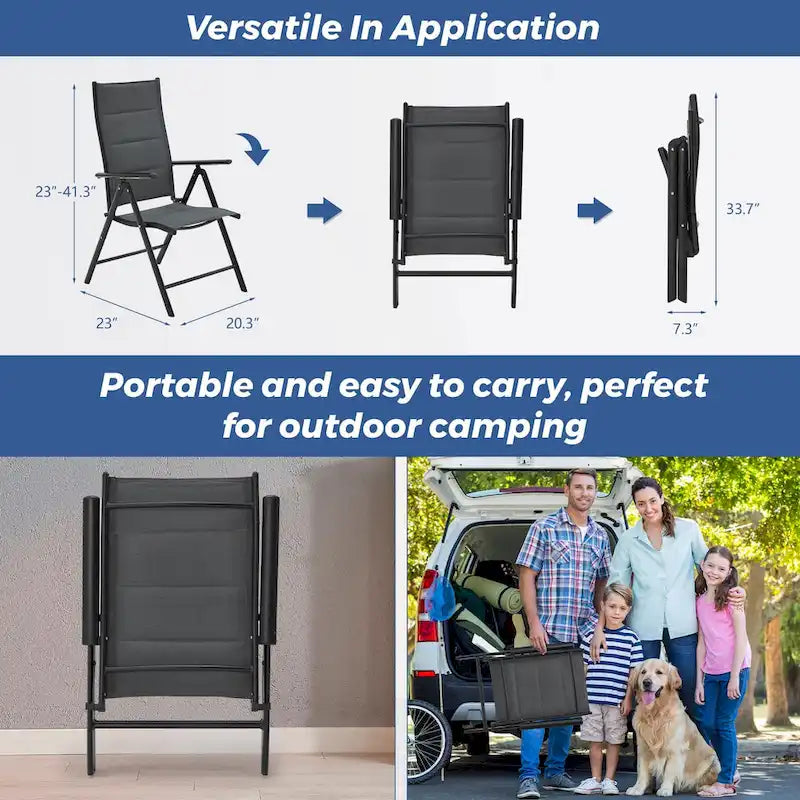 Foldable Patio Dining Set with Metal Table & Aluminum Chairs - Durable, All-Weather Furniture for Garden, Lawn & Patio. - N/A