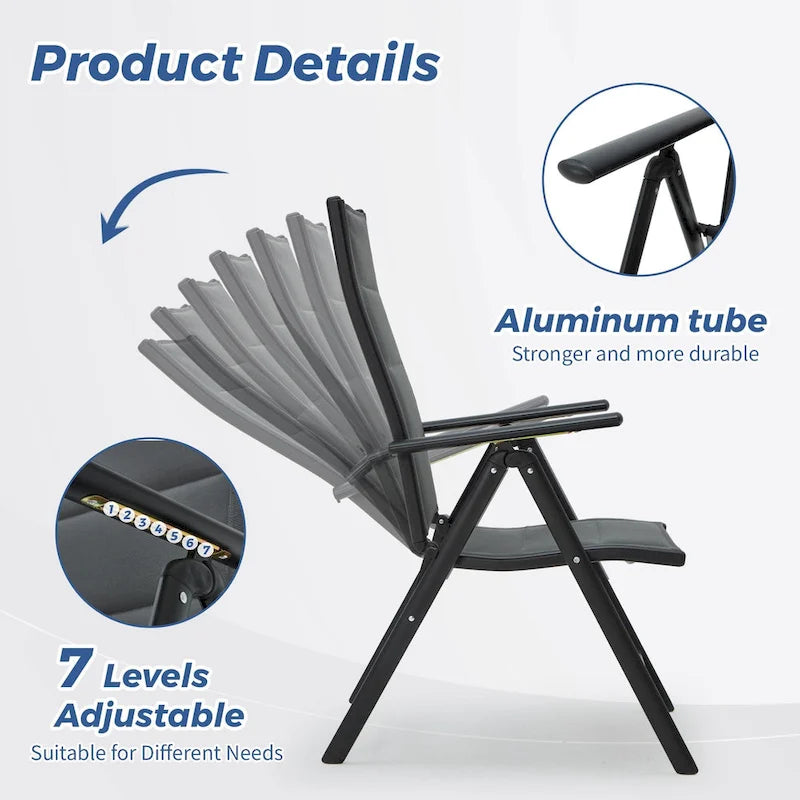 Foldable Patio Dining Set with Metal Table & Aluminum Chairs - Durable, All-Weather Furniture for Garden, Lawn & Patio. - N/A