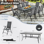 Foldable Patio Dining Set with Metal Table & Aluminum Chairs - Durable, All-Weather Furniture for Garden, Lawn & Patio. - N/A