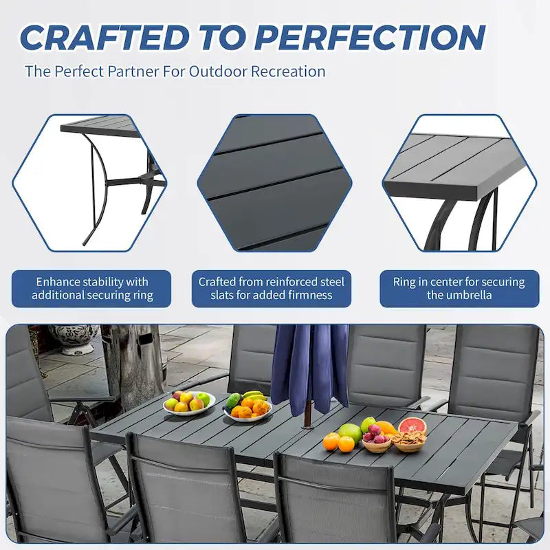 Foldable Patio Dining Set with Metal Table & Aluminum Chairs - Durable, All-Weather Furniture for Garden, Lawn & Patio. - N/A