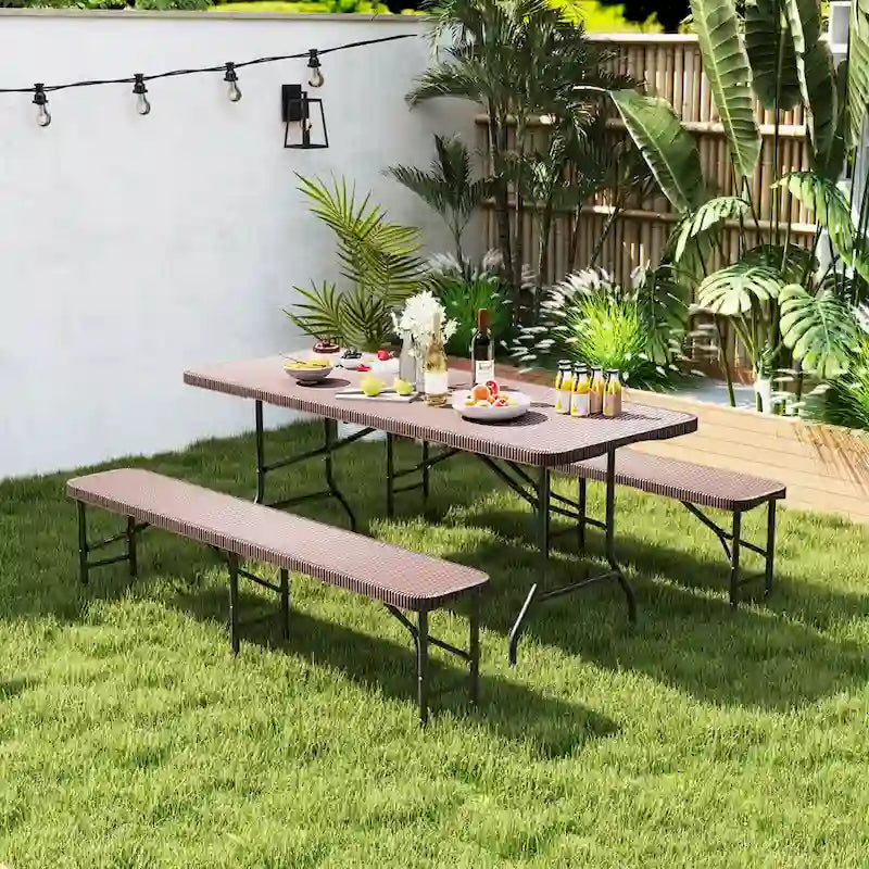 Costway 6 ft Plastic Folding Bench with 1320 LBS Capacity Handle & - See Details