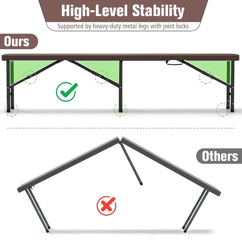 Costway 6 ft Plastic Folding Bench with 1320 LBS Capacity Handle & - See Details
