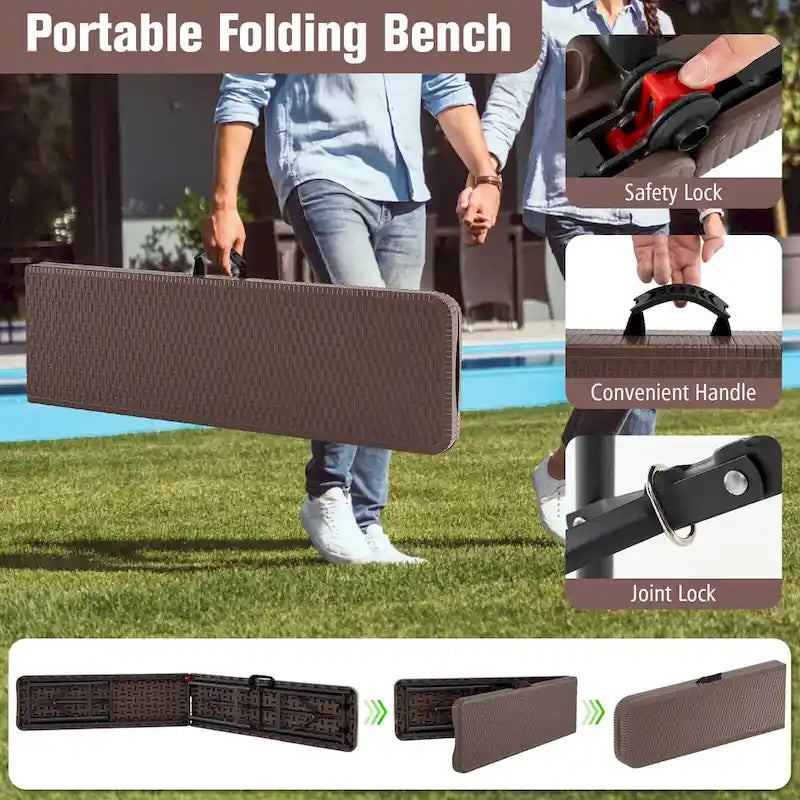 Costway 6 ft Plastic Folding Bench with 1320 LBS Capacity Handle & - See Details