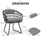 7PC Outdoor Set Aluminum Expandable Patio Dining Table with Rattan Chair