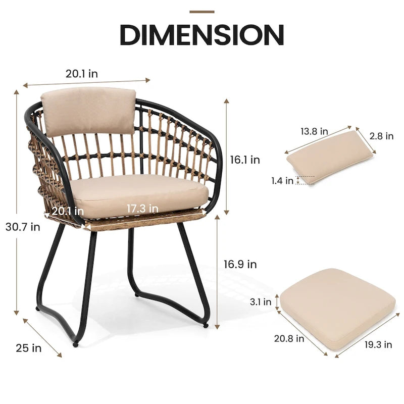 7PC Outdoor Set Aluminum Expandable Patio Dining Table with Rattan Chair