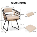 7PC Outdoor Set Aluminum Expandable Patio Dining Table with Rattan Chair