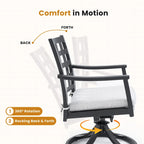 7-Piece Outdoor Patio Aluminum Dining Set with 67 Rectangular Table, 6 Swivel Rocker Chairs, and Umbrella Hole