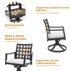 7-Piece Outdoor Patio Aluminum Dining Set with 67 Rectangular Table, 6 Swivel Rocker Chairs, and Umbrella Hole