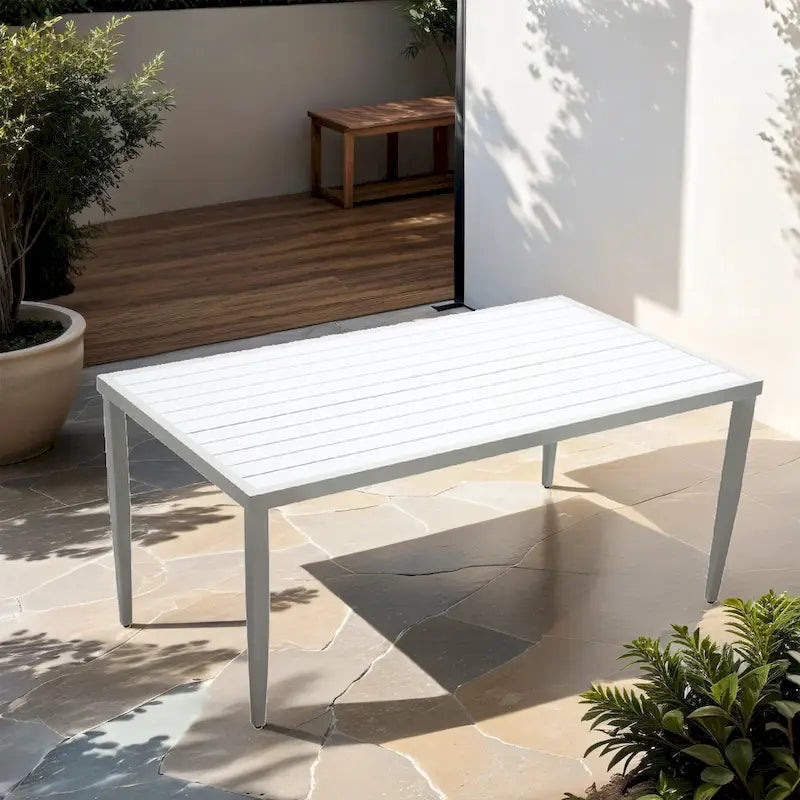 Outdoor Patio Aluminum 40X70 Two-Tone Table Top Rectangle Dining Table With Tapered Feet