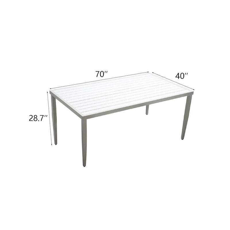 Outdoor Patio Aluminum 40X70 Two-Tone Table Top Rectangle Dining Table With Tapered Feet