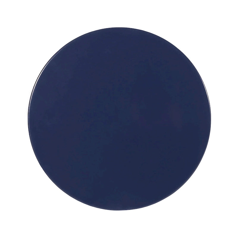 Kemo Outdoor End Table, Round 14 Inch, Cutout Design, Navy Blue Iron