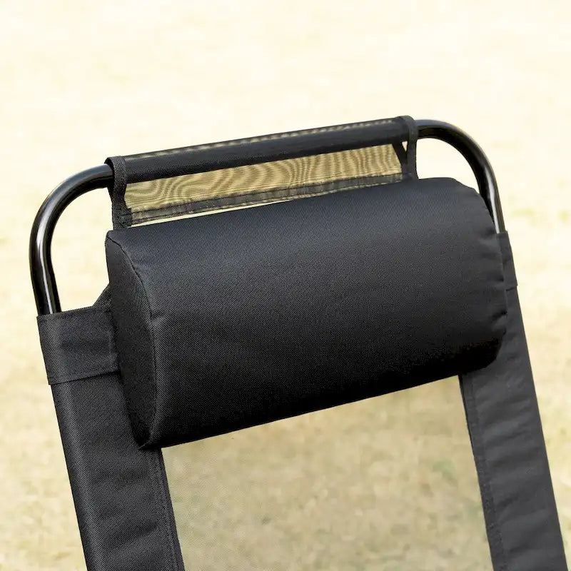 Outdoor Folding Patio Chairs Set of 2 with Adjustable Sling Back, Camping Chair with Removable Headrest for Beach, Garden