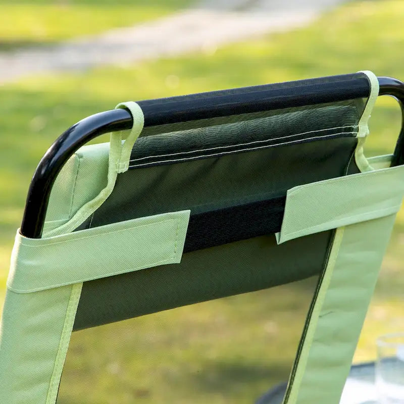 Outdoor Folding Patio Chairs Set of 2 with Adjustable Sling Back, Camping Chair with Removable Headrest for Beach, Garden