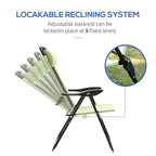 Outdoor Folding Patio Chairs Set of 2 with Adjustable Sling Back, Camping Chair with Removable Headrest for Beach, Garden