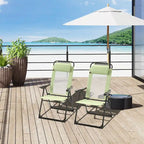 Outdoor Folding Patio Chairs Set of 2 with Adjustable Sling Back, Camping Chair with Removable Headrest for Beach, Garden