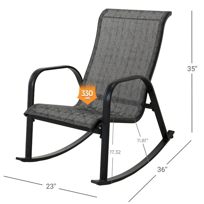 Metal Outdoor Rocking Chair, Steel Rocker Seating Outside for Front Porch, Garden, Patio, Backyard, 2PCS